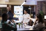 Professionals Present Lead Generation Charts In Meeting